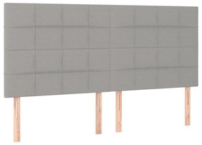 Cabeceira de cama c/ LED tecido 160x5x118/128 cm cinza-claro