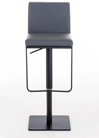 Banco de bar Panama em couro sintético e com estrutura preta 42 x 86-109 x 44 cm Cinzento