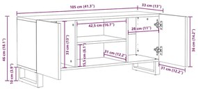 Armário de TV , 105 x 33,5 x 46 cm, feito de madeira de manga sólida.