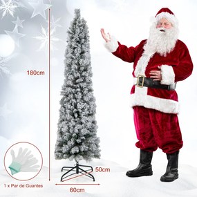Árvore de Natal de 180 cm com lápis de neve e 150 luzes brancas quentes 373 pontas de ramos Agulhas de pinheiro Branco e verde