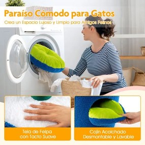 Arranhador Gatos 43 x 43 x 72,5 cm de 3 níveis com mirante superior e ama privado Poste para arranhar Centro de atividades para gatinhos Amarelo