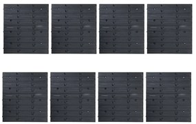 128 pcs Kit caixas arrumação com painéis de parede azul e preto