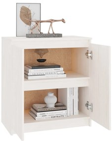 Armário de apoio 60x36x65 cm pinho maciço branco