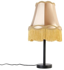 Candeeiro de mesa clássico preto com abajur Granny dourado 30 cm - Simplo Clássico / Antigo