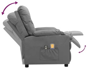 Poltrona de massagens elétrica couro artificial cinzento