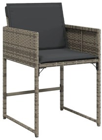 11 pcs conjunto jantar p/ jardim c/ almofadões vime PE cinzento