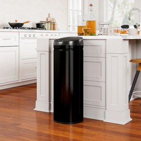 Caixote do lixo automático para cozinha de 50 L em aço inoxidável, com tampa de fecho suave, 30,5 x 30,5 x 85 cm, preto
