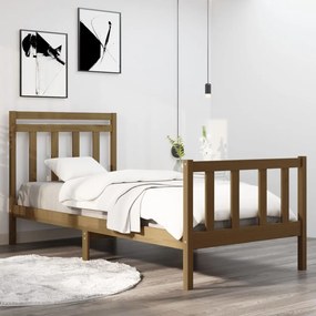 vidaXL Estrutura de cama solteiro 90x190cm madeira maciça castanho mel