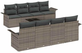 Conjunto de Sofá de Jardim com 9 Peças e Almofadas de Rattan Sintético