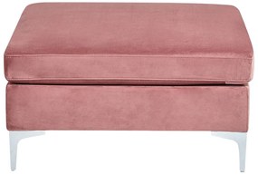 Sofá de canto de 6 lugares em veludo rosa com repousa-pés versão à esquerda EVJA Beliani