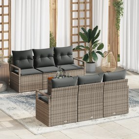 Conjunto de Sofá de Jardim vidaXL de 7 Peças com Almofadas Cinzento Ra