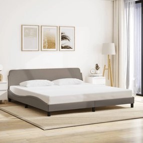 Cama sem colchão 200x200 cm tecido cinzento-acastanhado