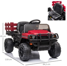 HOMCOM Carro elétrico para crianças acima de 3 anos SUV com 2 motores controle remoto Bateria recarregável de 2,4 GHz 120x67x65 cm Vermelho