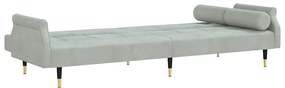 Sofá-cama com almofadões veludo cinzento-claro