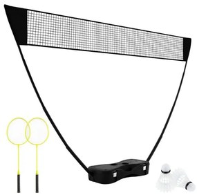 Conjunto de rede de badminton portátil tudo-em-um com base de armazenamento - verde