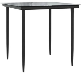 3 pcs conjunto de jantar para jardim aço e textilene preto