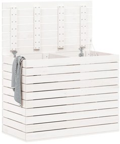 Cesto de Roupa Suja - 88,5x44x66 cm - Pinho Maciço Branco