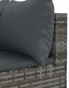 4 pcs conjunto lounge de jardim c/ almofadões vime PE cinzento