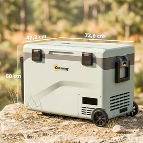 Geleira Portátil Elétrico 42,5 L com Compressor Controlo por App Rodas Asa Barra -20 ℃ a 20 ℃ e Suporte para Telemóvel Verde