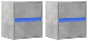 Móveis de parede para TV com luzes LED 2 pcs cinzento cimento