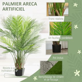 Planta artificial de interior de 120 cm, palmeira artificial com vaso de plástico e acabamento flocado, verde