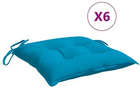 314910 vidaXL Almofadões de cadeira 6 pcs 50x50x7 cm tecido azul-claro