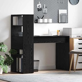 vidaXL Secretária com Armazenagem Carvalho Preto 113x54x120 cm Madeira Derivada
