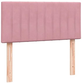 Cama com molas/colchão 80x220 cm veludo rosa