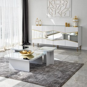 Console Nice – Branco/Ouro – 180x80x40 cm