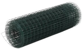 vidaXL Cerca arame galinheiro 10x0,5 m aço c/ revestimento PVC verde