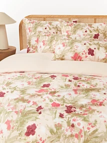 Capa de edredão em cetim de algodão com padrão floral Anthea