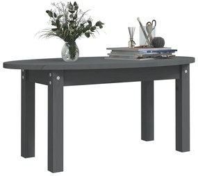 Mesa de centro 80x40x35 cm madeira de pinho maciça cinzento