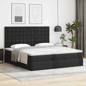 vidaXL Estrutura de cama otomana com colchão 160x200 cm preta