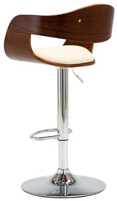 Bancos de bar 2 pcs madeira curvada e couro artificial creme