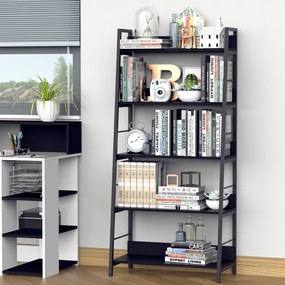 Estante de arrumação em estilo industrial 70 x 35 x 150 cm, inclinada, com 5 níveis , preta