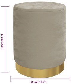 Banqueta com arrumação redonda veludo 31 x 37 cm cinzento-escuro