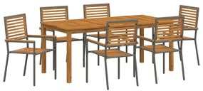 Conjunto de Jantar de Jardim 7 pcs Cinzeto 180 x 90 x 75 cm