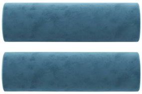 Sofá 2 lugares c/ almofadas decorativas 120 cm veludo azul