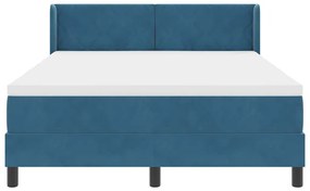 Cama Box Spring com Colchão Azul Escuro 140x190 cm Veludo