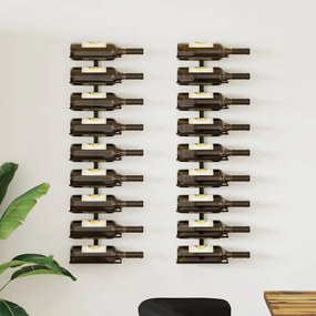 289562 vidaXL Garrafeiras de parede para 18 garrafas 2 pcs ferro preto