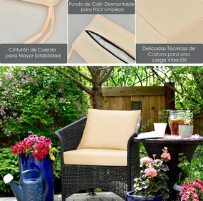 Conjunto de 2 almofadas para jardim (CADEIRA NÃO INCLUIDA) com fitas antiderrapantes removíveis e enchimento macio para sofá de sala de estar, cor beg