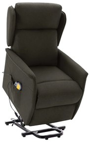 vidaXL Poltrona de massagens tecido cinzento-acastanhado