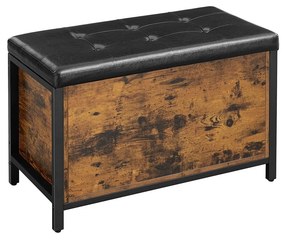 Banco com baú de armazenamento com assento acolchoado | VASAGLE | 80 x 40 x 50 cm | castanho|preto | LSC80BX.