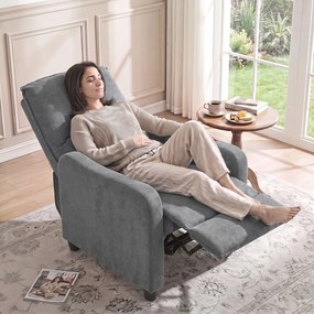 Poltrona Relax Reclinável Manual Acolchoada em Cinzento Escuro