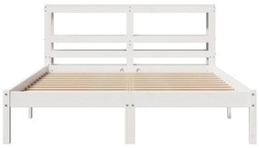 Cama sem colchão 135x190 cm madeira de pinho maciça branco