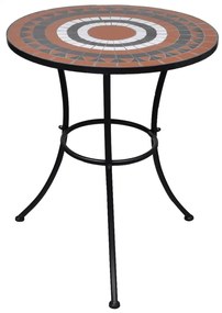Mesa de bistrô 60 cm mosaico terracota e branco