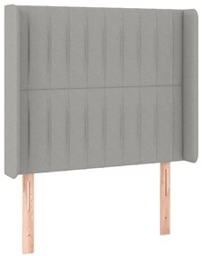 Cabeceira cama c/ luzes LED tecido 93x16x118/128 cm cinza-claro
