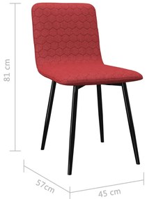 Cadeiras de jantar 2 pcs tecido vermelho tinto