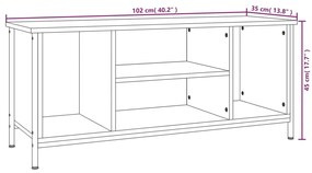 Móvel de TV 102x35x45 cm derivados de madeira cinzento sonoma