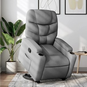 vidaXL Poltrona reclinável elevatória tecido cinzento-claro